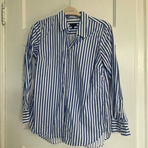 Talbots Blue and White Striped Casual Button Down Shirt